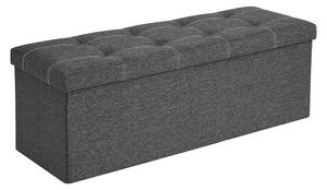 Puff, Tároló pad összecsukható ülés ottomán 110x38x38 cm, sötétszürke OUTLET