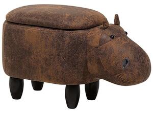 Sötétbarna műbőr állatos puff 32 x 35 cm HIPPO