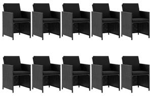 Polyrattan Kültéri Étkezőgarnitúra - 11 részes - Fekete
