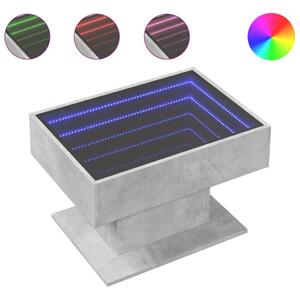 VidaXL LED-es Dohányzóasztal - Beton Szürke - 70x50x45 cm