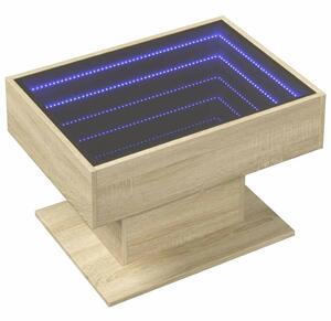 VidaXL LED Dohányzóasztal - Sonoma Tölgy - 70x50 cm