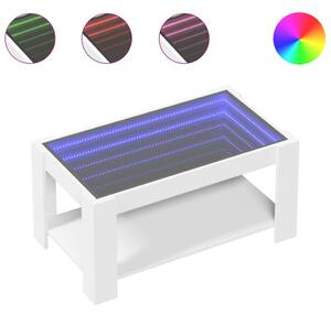 VidaXL LED Dohányzóasztal - Fehér - 93x53x45 cm