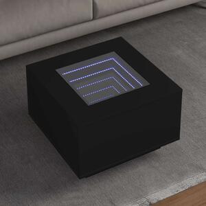 LED Dohányzóasztal - Fekete Fa - 60x60x40 cm