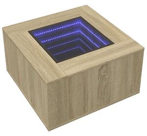 VidaXL LED-es Dohányzóasztal - Sonoma Tölgy - 60x60x40 cm