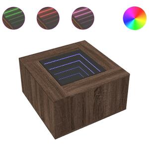 VidaXL barna tölgy szerelt fa dohányzóasztal LED-del 60 x 60 x 40 cm