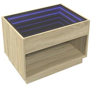 VidaXL LED Tükör Dohányzóasztal - Sonoma Tölgy - 70x50x50 cm