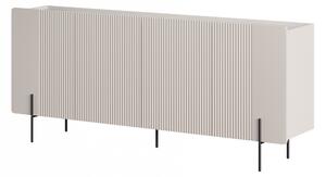 Malmi négyajtos komód fém lábakon - 200 cm - kasmír / krém bianca / fekete lábak