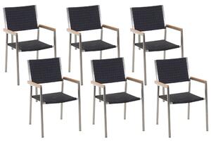 Kerti szék 6 részes készlet Fekete GROSSETO