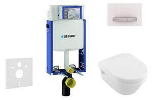 Geberit Kombifix - WC modul nyomógombbal Sigma50, alpesi fehér + Villeroy Boch - WC és ülőkéje, DirectFlush, SoftClose, CeramicPlus 110.302.00.5 NB8
