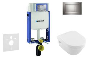 Geberit Kombifix - WC modul nyomógombbal Sigma30, fényes króm/matt króm + Villeroy Boch - WC és ülőkéje, DirectFlush, SoftClose, CeramicPlus 110.302.00.5 NB6