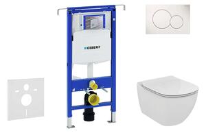 Geberit Duofix - Falra szerelhető szett, WC és ülőke Ideal Standard Tesi, gombok Sigma01, Rimless, SoftClose, alpesi fehér, falra szerelhető. 111.355.00.5 NE1