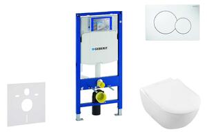 Geberit Duofix - WC modul nyomógombbal Sigma01, alpesi fehér + Villeroy Boch - WC és ülőkéje, DirectFlush, SoftClose, CeramicPlus 111.300.00.5 NI1