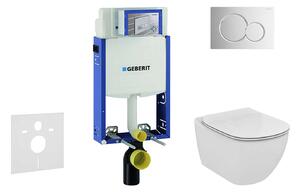 Geberit Kombifix - WC modul nyomógombbal Sigma01, fényes króm + Ideal Standard Tesi - WC és ülőkéje, Aquablade, SoftClose 110.302.00.5 NU2