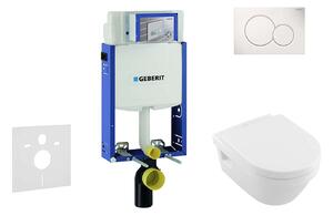 Geberit Kombifix - WC modul nyomógombbal Sigma01, alpesi fehér + Villeroy Boch - WC és ülőkéje, DirectFlush, SoftClose, CeramicPlus 110.302.00.5 NB1