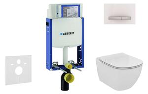 Geberit Kombifix - Modul fali WC-hez nyomógombos Sigma50, alpesi fehér + Ideal Standard Tesi - WC és ülőke, Aquablade, SoftClose 110.302.00.5 NU8