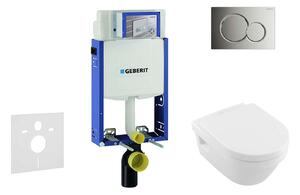 Geberit Kombifix - WC modul nyomógombos Sigma01, fényes króm + Villeroy Boch - WC és ülőke, DirectFlush, SoftClose, CeramicPlus 110.302.00.5 NB2