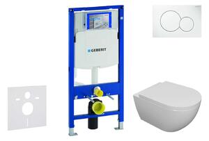 Geberit Duofix - Falra szerelhető szett, Oudee WC és softclose ülőkével, gomb Sigma01, alpesi fehér SANI11CA3100