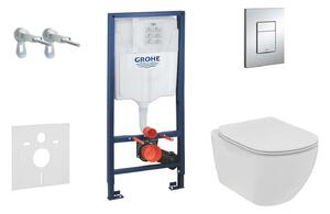 Grohe Rapid SL - Falra szerelhető WC és ülőke szett Tesi, softclose, perem nélküli, gombok Skate Cosmopolitan, króm 38528SET-KE