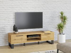 TV-állvány Avicavu 101, Laminált forgácslap, 50x180x50cm, Wotan tölgy, Fekete