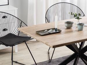 Modern Világos Fa Étkezőasztal Fekete Lábazattal 140 x 80 cm SPECTRA