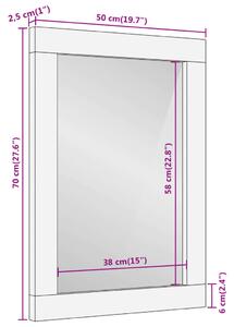 VidaXL tömör akácfa és üveg fürdőszobatükör 50 x 70 x 2,5 cm