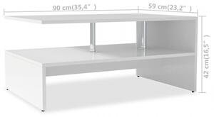 Fehér faforgácslap dohányzóasztal 90 x 59 x 42 cm