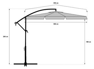 LEVI összecsukható kerti napernyő 300 cm, grafit