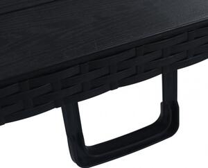 Fekete HDPE rattan szerű összecsukható kerti asztal 180x75x72cm