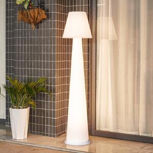 Lucande LED-es újratölthető teraszvilágítás Gauri, fehér, 153 cm, IP44, dimmelhető, Fehér / opál, Műanyag, Modern