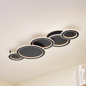 Lucande LED mennyezeti lámpa Diala, fekete, fém, 96 cm, dimmelhető, Fekete, Nappali / Étkező, Műanyag, Modern