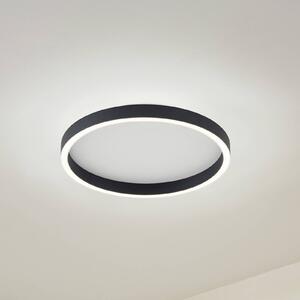 Lucande LED mennyezeti világítás Rotundo, Ø 40 cm, fekete, dimmelhető, dimmelhető, Fekete, Nappali / Étkező, Műanyag, Modern