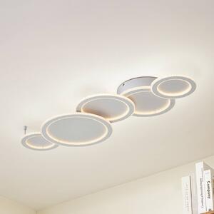 Lucande LED-es mennyezeti lámpa Diala, fehér, fém, 96 cm, dimmelhető, Fehér / opál, Nappali / Étkező, Műanyag, Modern