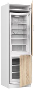 Konyhaszekrény beépíthető hűtőnek fehér, szanoma tölgy 60x55cm