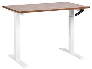 Sötétbarna és fehér manuálisan állítható íróasztal 120 x 72 cm DESTINES