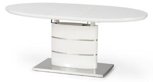 Asztal Houston 285, Fényes fehér, 76x90x140cm, Hosszabbíthatóság, Közepes sűrűségű farostlemez