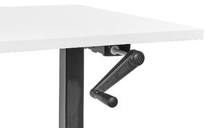 Fehér és fekete manuálisan állítható íróasztal 160 x 72 cm DESTINES
