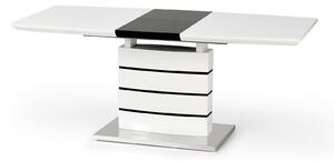 Asztal Houston 292, Fényes fehér, Fekete, 76x80x140cm, Hosszabbíthatóság, Közepes sűrűségű farostlemez