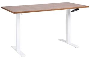 Sötétbarna és fehér manuálisan állítható íróasztal 160 x 72 cm DESTINES