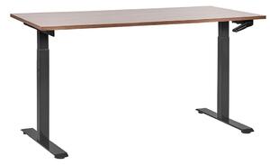 Sötétbarna és fekete manuálisan állítható íróasztal 160 x 72 cm DESTIN III