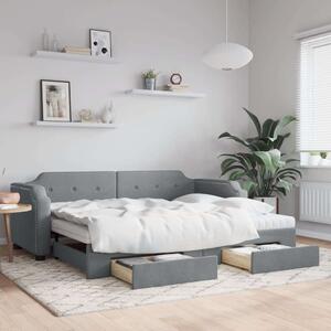 VidaXL világosszürke kihúzható szövet heverő fiókokkal 80 x 200 cm