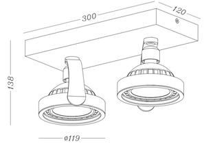 Lámpa Mennyezeti lámpatest Wally,4304,AC220-240V, 50/60 Hz, IP 20 ,2*Gu10,ES111, dupla, grafit