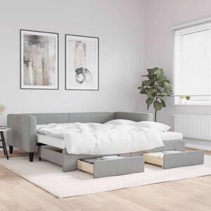 VidaXL világosszürke kihúzható szövet heverő fiókokkal 100 x 200 cm