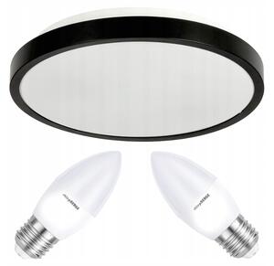 LED mennyezeti lámpa 2xE27 IP20 LARI-R FEKETE + 2x E27 10W meleg fehér gyertya