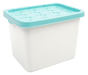 Doloni Tárolódoboz fedéllel 37x27x27 Fehér/Türkiz