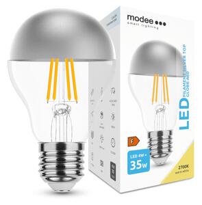 LED lámpa , égő , izzószálas hatás , filament , E27 foglalat , A60 , 4 Watt , meleg fehér , Silver Top , Modee