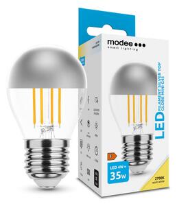 LED lámpa , égő , izzószálas hatás , filament , E27 foglalat , G45 , 4 Watt , meleg fehér , Silver Top , Modee