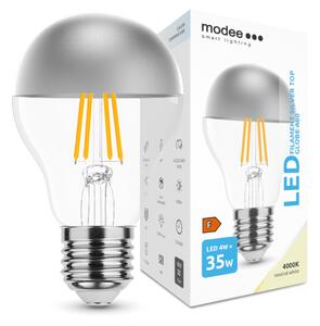 LED lámpa , égő , izzószálas hatás , filament , E27 foglalat , A60 , 4 Watt , természetes fehér , Silver Top , Modee