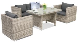 Garden Point Roma Apetito 4 technorattán kerti bútorok, szürke