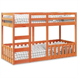 VidaXL viaszbarna tömör fenyőfa emeletes ágy 75 x 190 cm