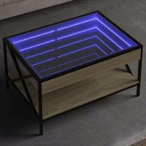 VidaXL LED Dohányzóasztal - Sonoma Tölgy - 70x50x38 cm
